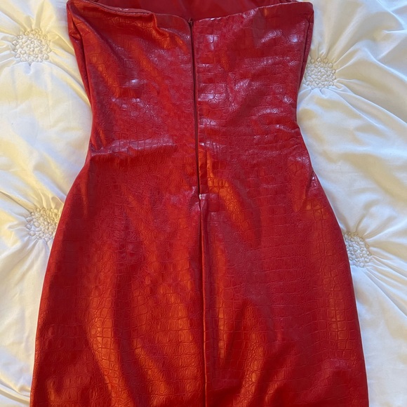 Red Crocodile Tube Top Dress - Picture 3 of 5